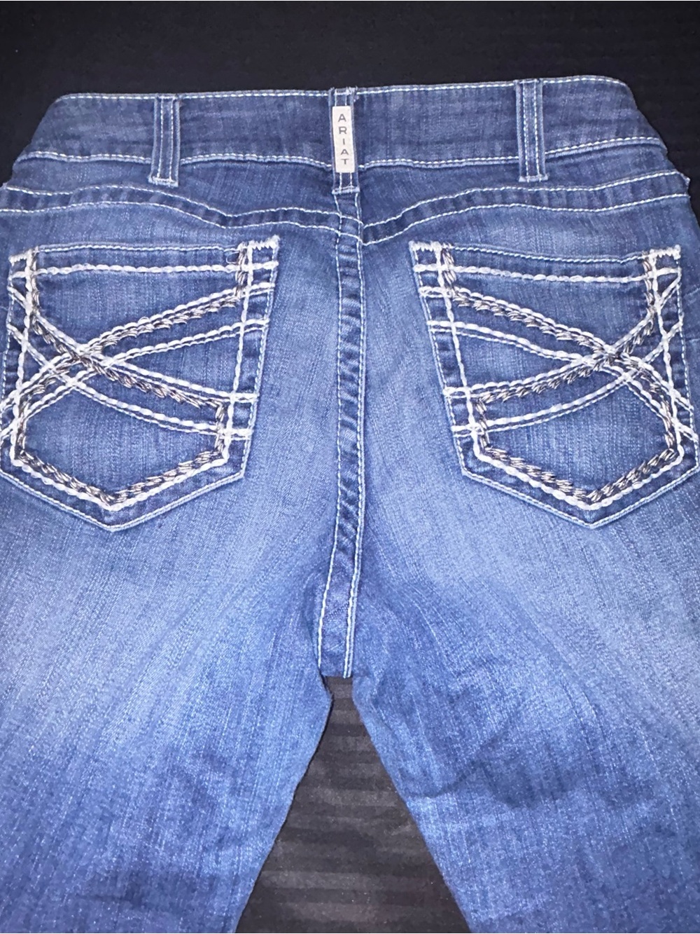 Ariat Jeans Women’s 31R Blue Denim R.E.A.L Mid Rise Stretch Entwined Boot Cut - Picture 13 of 14
